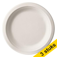 Aanbieding: 3x wegwerpbord suikkerriet 23 cm wit (50 stuks)