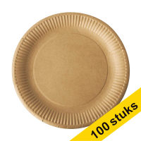 Aanbieding: 5x Conpax Pure wegwerpbord karton bruin 23 cm (20 stuks)