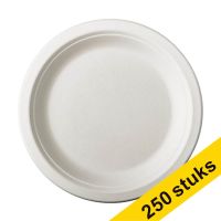 Aanbieding: 5x Conpax Pure wegwerpbord suikerriet wit 18 cm (50 stuks)