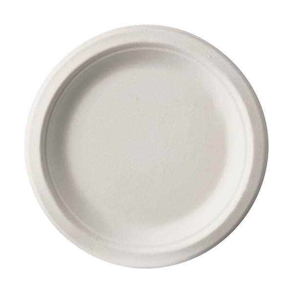 Conpax Pure wegwerpbord suikerriet wit 23 cm (50 stuks) 402979 - 1