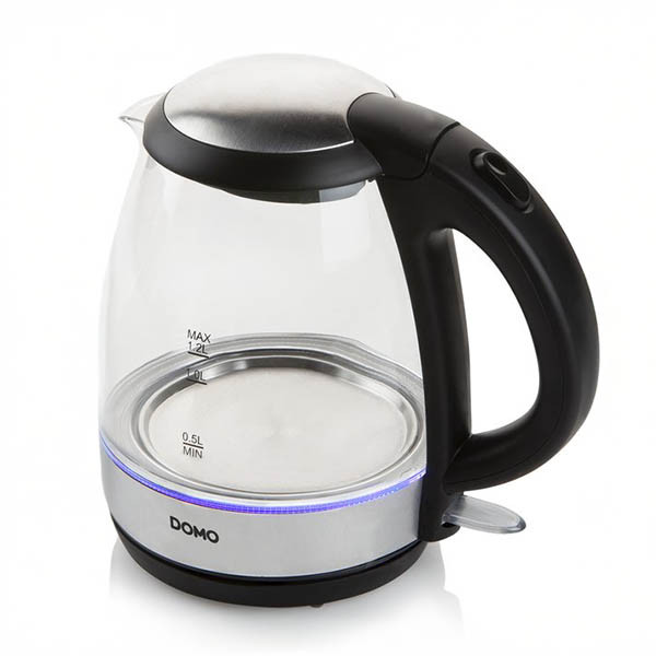 Domo waterkoker glas en RVS 1,2 liter 423463 - 1