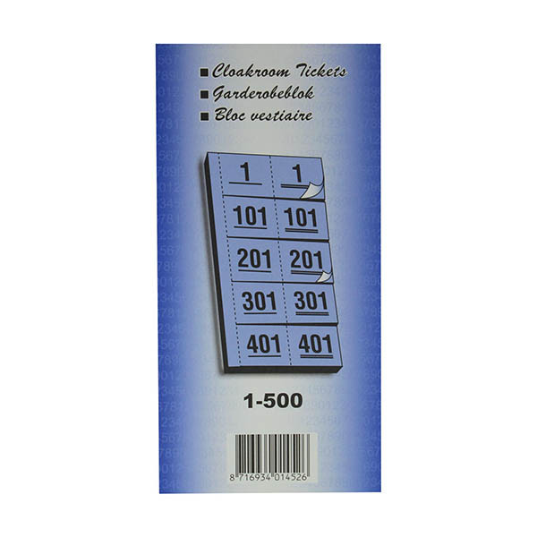 Garderobeblokken blauw nummers van 1 t.e.m. 500 221444 - 1