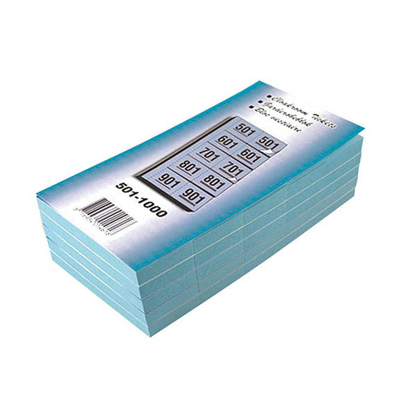 Garderobeblokken blauw nummers van 501 t/m 1000 221448 - 1