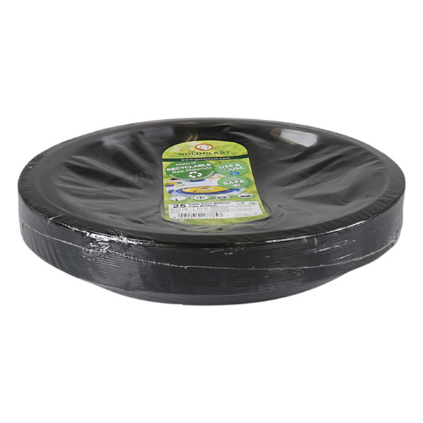 White label Goldplast herbruikbaar bord 22 cm zwart (25 stuks) 244080 402746 - 2
