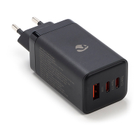 White label Nedis USB oplader 3 poorten (1xUSB-A, 2xUSB-C, 65W, Power Delivery, Quick Charge, zwart) WCGPD65W100BK K120300291