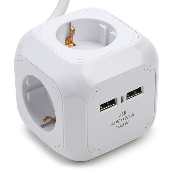 White label Nedis stekkerblok met 4 stopcontacten en USB wit (1.5 meter) EXSOC415UFWT K150305400 - 1