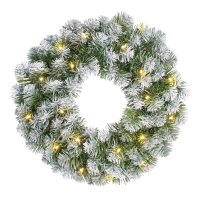 Norton kerstkrans besneeuwd Ø 45 cm 20 lampjes op batterijen LBB00033