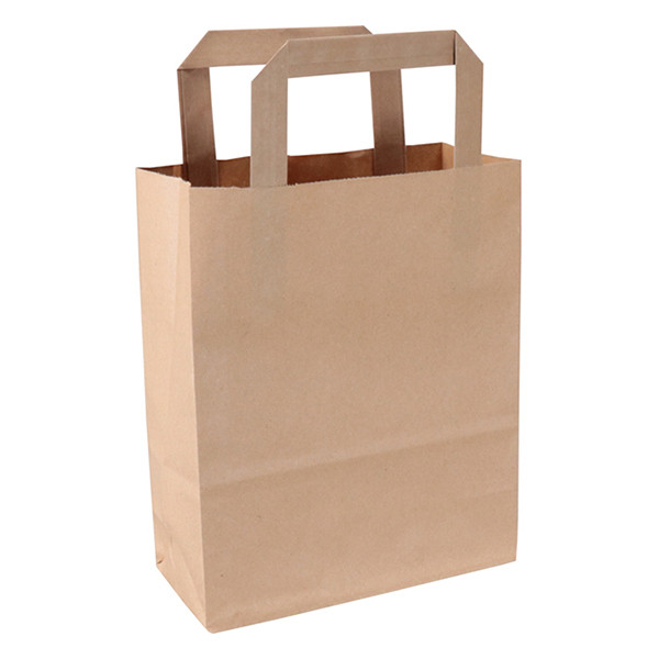 White label Papieren draagtas bruin 180 x 220 x 80 mm (250 stuks) 270786 402877 - 1
