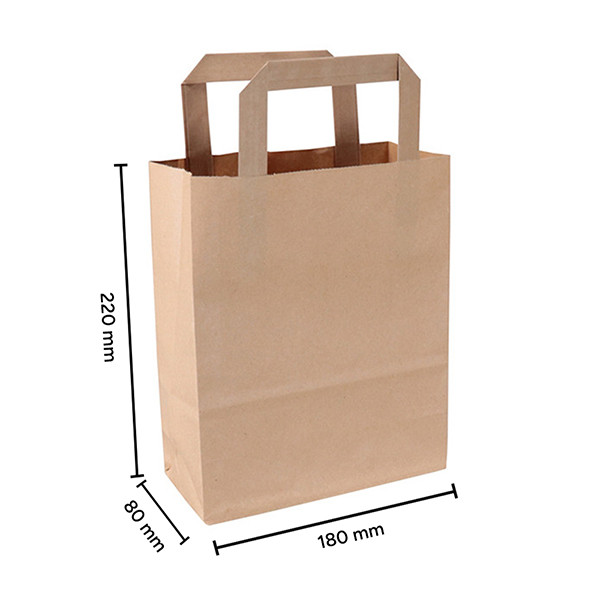 Papieren draagtas bruin 180 x 220 x 80 mm (250 stuks) 402877 - 3