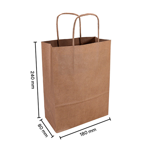 Papieren draagtas bruin 180 x 240 x 80 mm (100 stuks) 402704 - 3