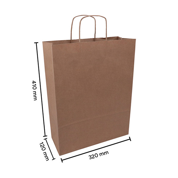 Papieren draagtas bruin 320 x 410 x 120 mm (100 stuks) 402706 - 3