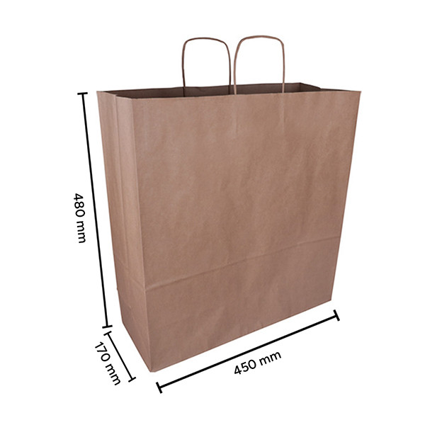 Papieren draagtas bruin 450 x 480 x 170 mm (100 stuks) 402707 - 3