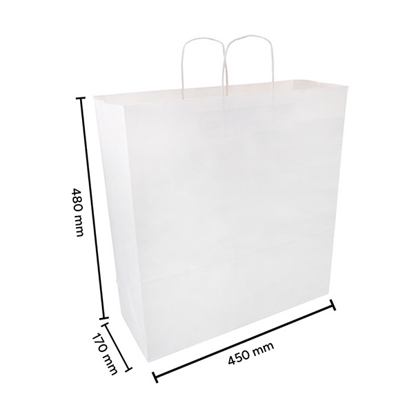Papieren draagtas wit 450 x 480 x 170 mm (100 stuks) 402708 - 3