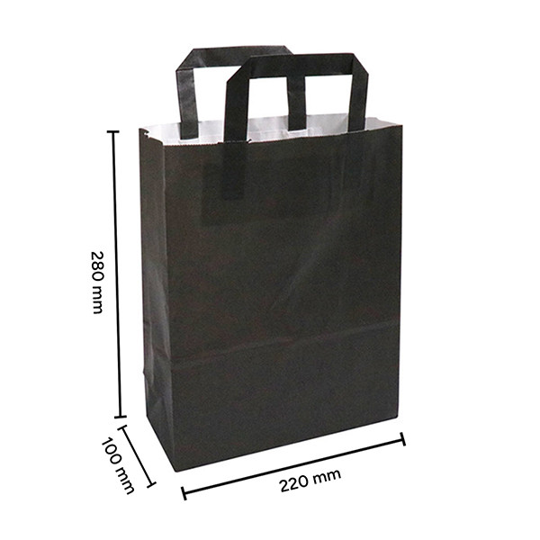 Papieren draagtas zwart 220 x 280 x 100 mm (250 stuks) 402878 - 3