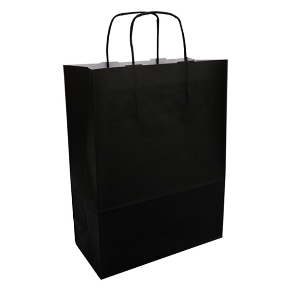 White label Papieren draagtas zwart 260 x 350 x 120 mm (100 stuks) 270679 402711 - 1