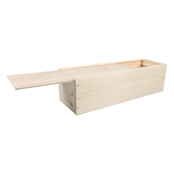 White label Schuifkist voor 1 fles met deksel hout 360 x 115 x 96 mm (5 stuks) 479116 402921 - 1