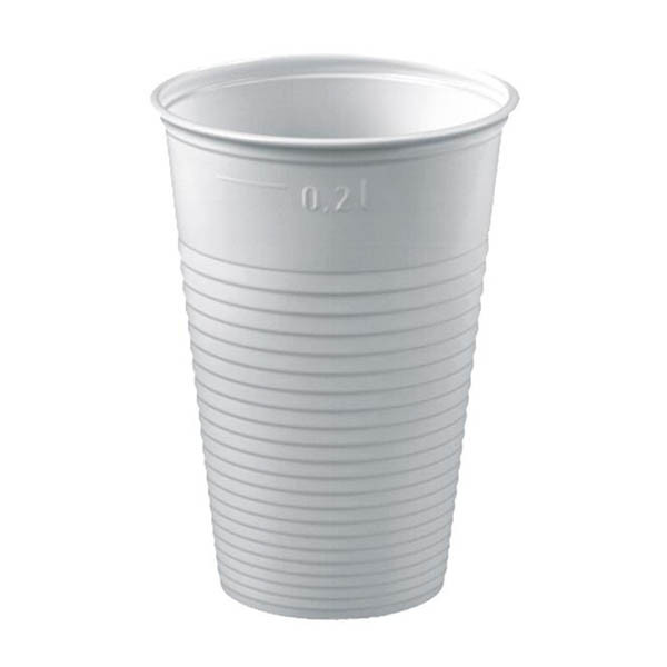 Wegwerpbeker plastic wit 200 ml (100 stuks) 402961 - 1