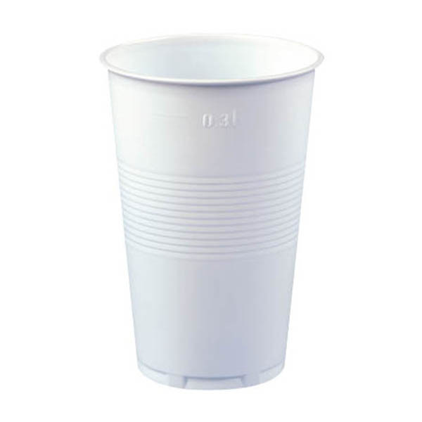 Wegwerpbeker plastic wit 300 ml (100 stuks) 402993 - 1