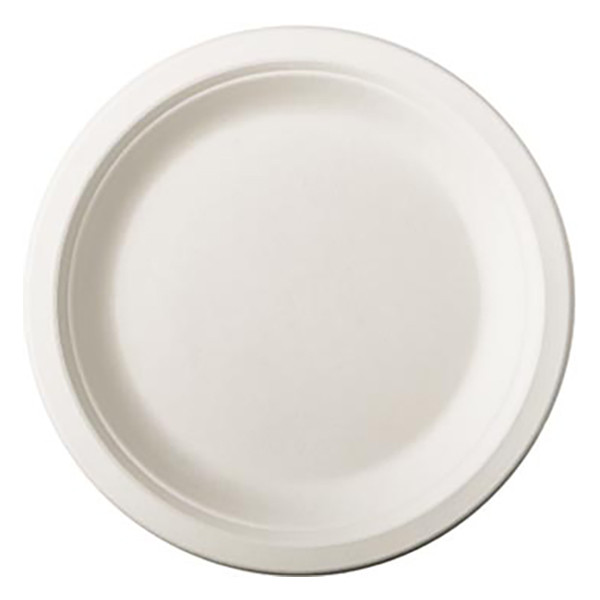 White label Wegwerpbord suikkerriet 18 cm wit (50 stuks) PS84582 423123 - 1