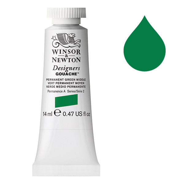 Winsor & Newton Designers gouache 484 permanent green middle (14 ml) 0605484 410629 - 1