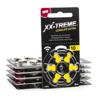 XX-TREME Longlife Extra 10 / PR70 / geel gehoorapparaatbatterij 60 stuks (123accu huismerk)  A1200016