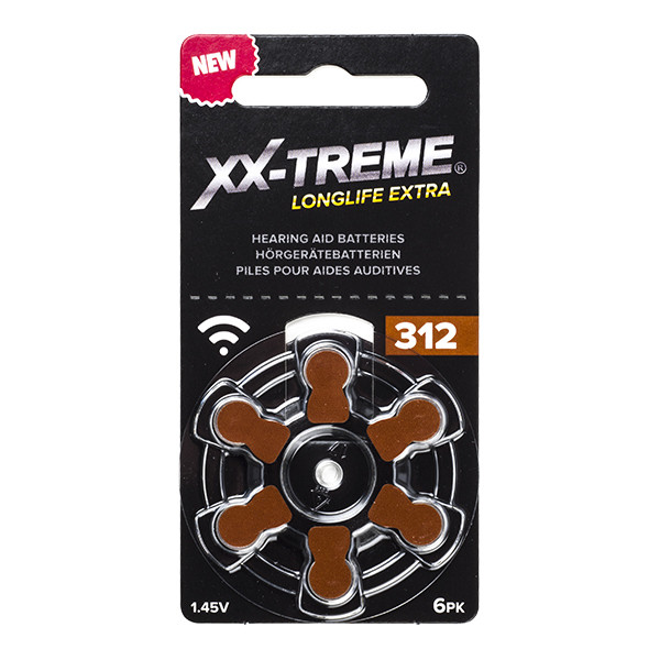 XX-TREME Longlife Extra 312 / PR41 / bruin gehoorapparaat batterij 6 stuks (123accu huismerk) 12A 312A 312AE 312DS 312HPX A1200018 - 1