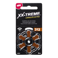 XX-TREME Longlife Extra 312 / PR41 / bruin gehoorapparaat batterij 6 stuks (123accu huismerk) 12A 312A 312AE 312DS 312HPX A1200018