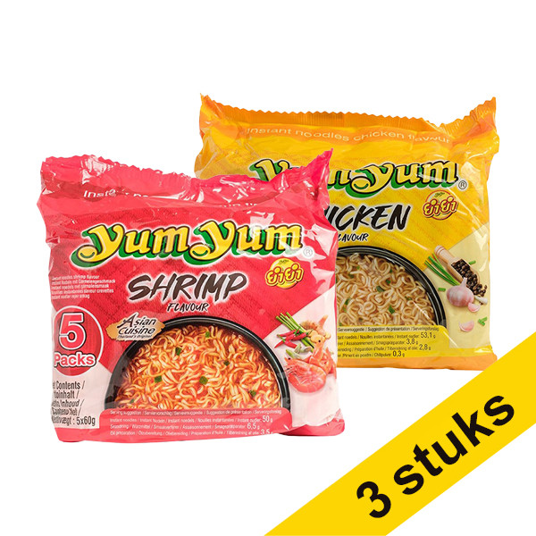 Yum Yum Combi deal: 3x Yum Yum Noodles Soep kip (5 pack) en 3x garnaal (5 pack)  404371 - 1