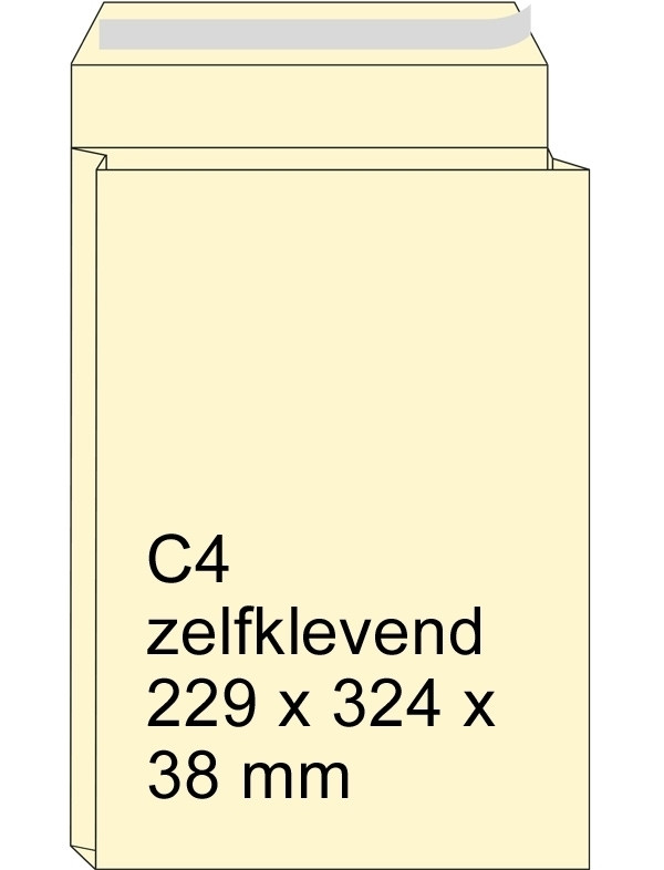 Zakenvelop met balg crème 229 x 324 x 38 mm - C4 zelfklevend (10 stuks) 209090 - 1