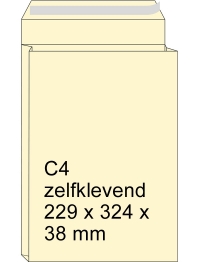 Zakenvelop met balg crème 229 x 324 x 38 mm - C4 zelfklevend (125 stuks) 209092