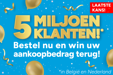 5 miljoen klanten! Vier met ons mee. 5 miljoen klanten! Vier met ons mee.
