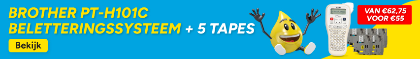 Brother PT-H101C beletteringssyteem + 5 zwart op wit tapes