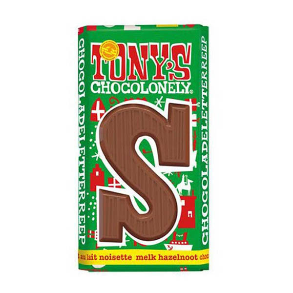 Tony's Chocolonely Melk Hazelnoot S chocoladeletter 180 gram