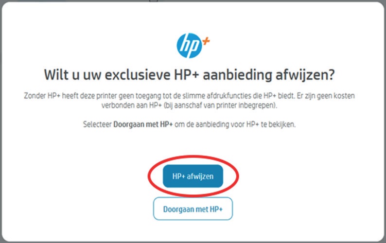 HP+ afwijzen