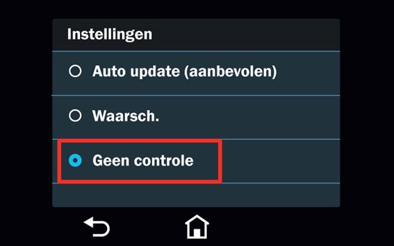 Selecteer Geen controle